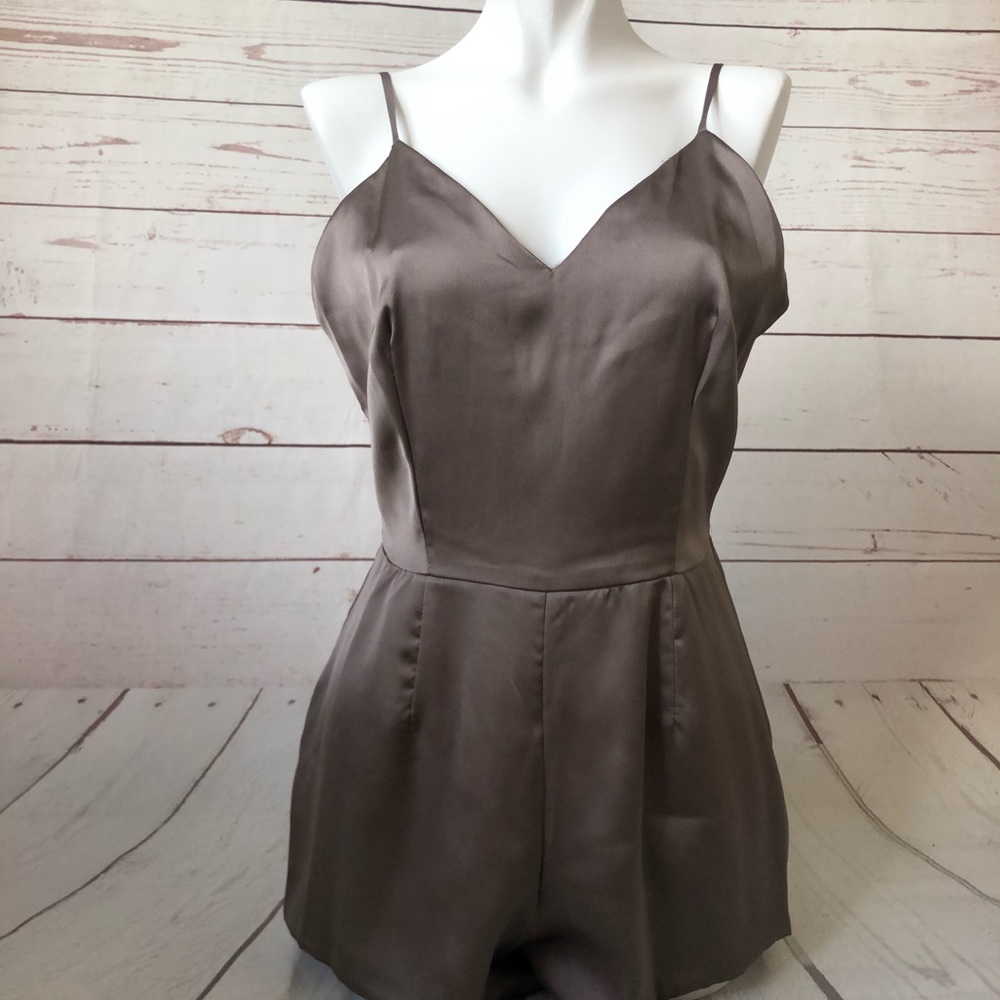 Silky pewter grey romper strapless